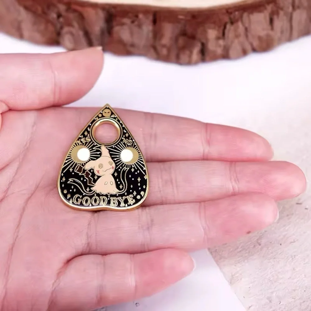 Women’s Jewelry Cute Pokémon Black and Gold Ouija Planchette Badge Enamel Pin